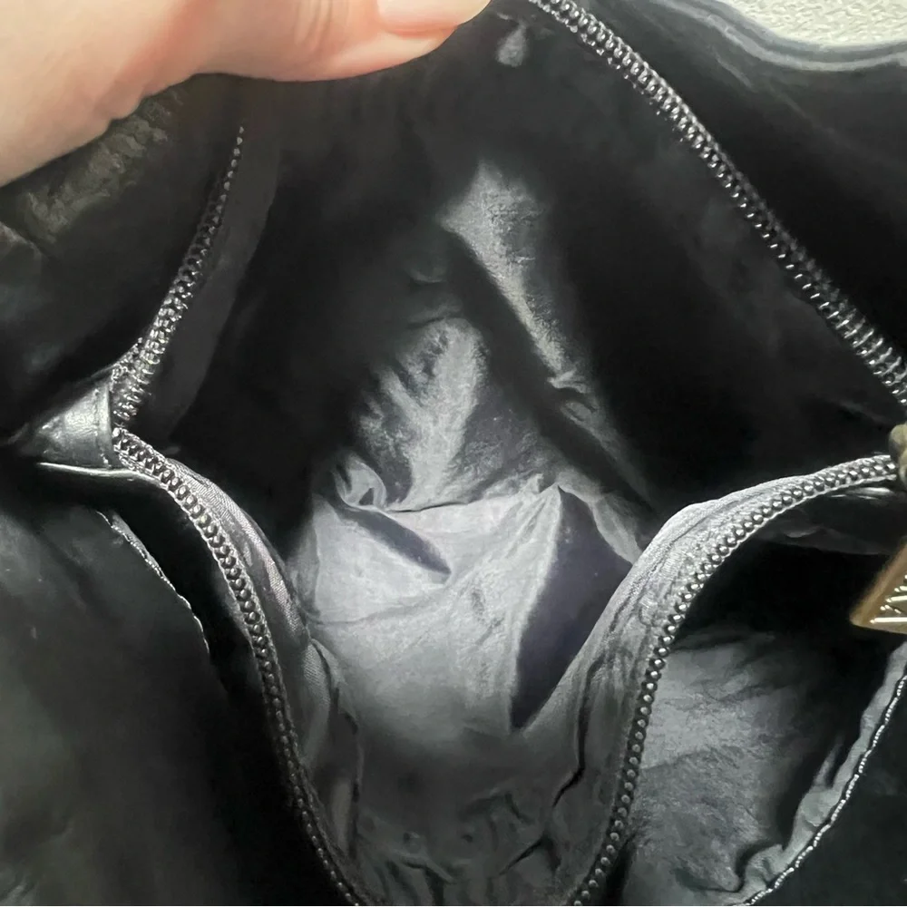 Hara Daviny Genuine Leather Vintage Shoulder Bag Black Brown Double Handle Purse